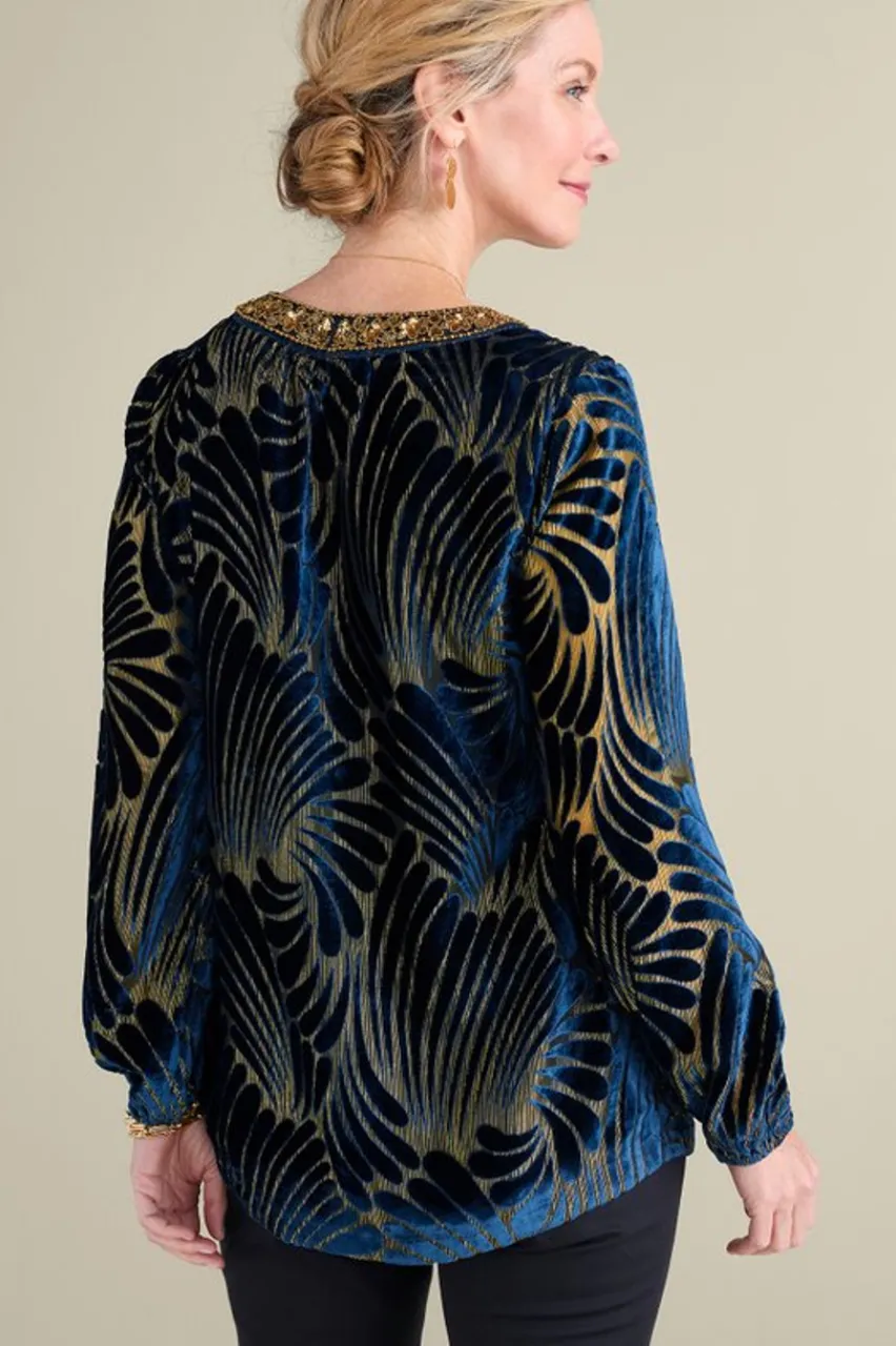 Clearance Adrienne Embroidered Velvet Tunic Tops