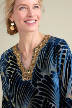 Clearance Adrienne Embroidered Velvet Tunic Tops