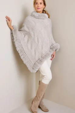 Alexi Cable Knit Poncho Scarves & Wraps
