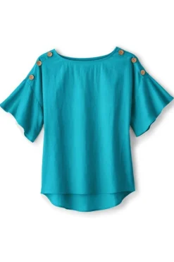 Hot Andrea Linen Blend Pullover Tops