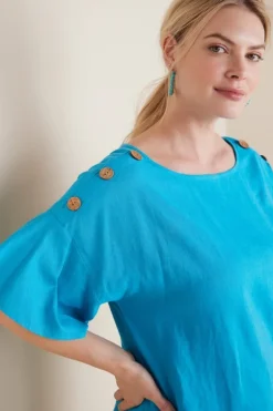 Hot Andrea Linen Blend Pullover Tops