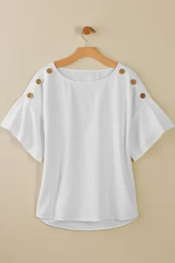 Hot Andrea Linen Blend Pullover Tops