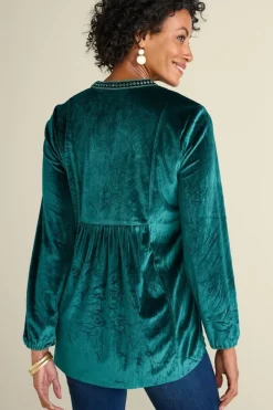 New Ashanti Embellished Velvet Tunic Tops