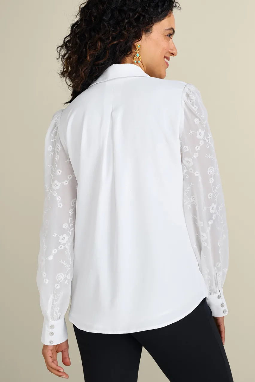 Sale Calathea Embroidered Sleeve Shirt Tops