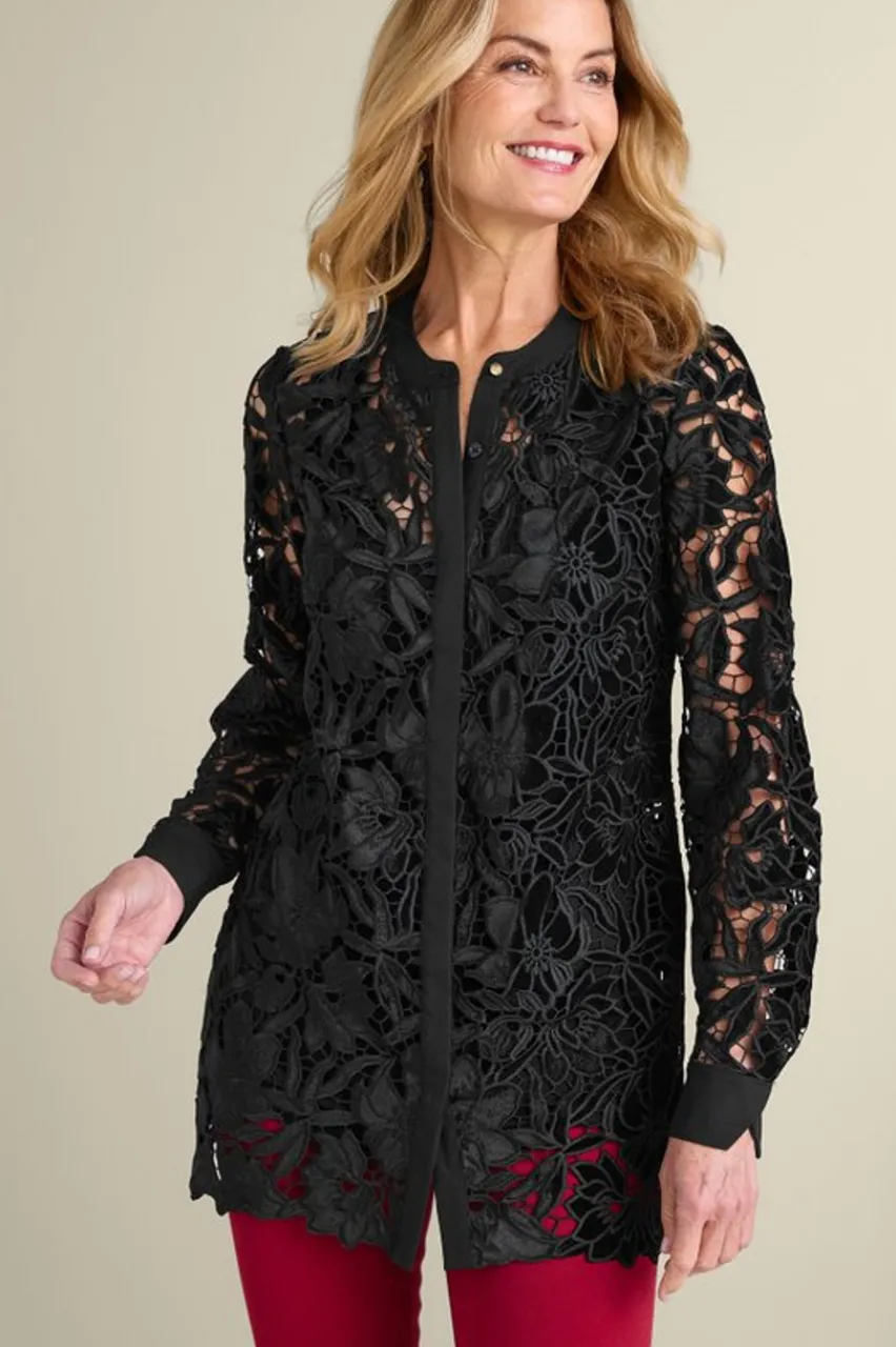 Candace Velvet Lace Tunic Tops