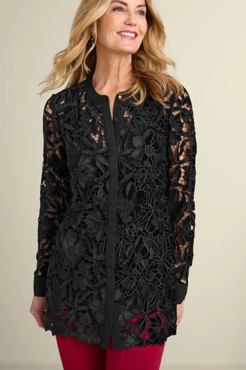 Candace Velvet Lace Tunic Tops