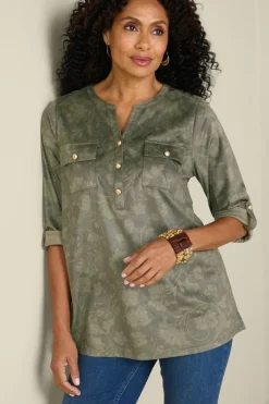 Discount Charine Faux Suede Tunic Tops