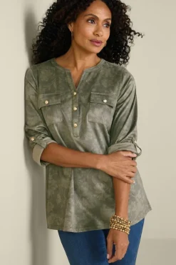 Discount Charine Faux Suede Tunic Tops