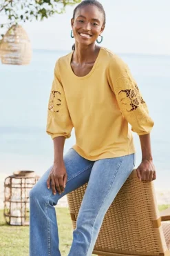 Best Charmaine Embroidered French Terry Top Tops