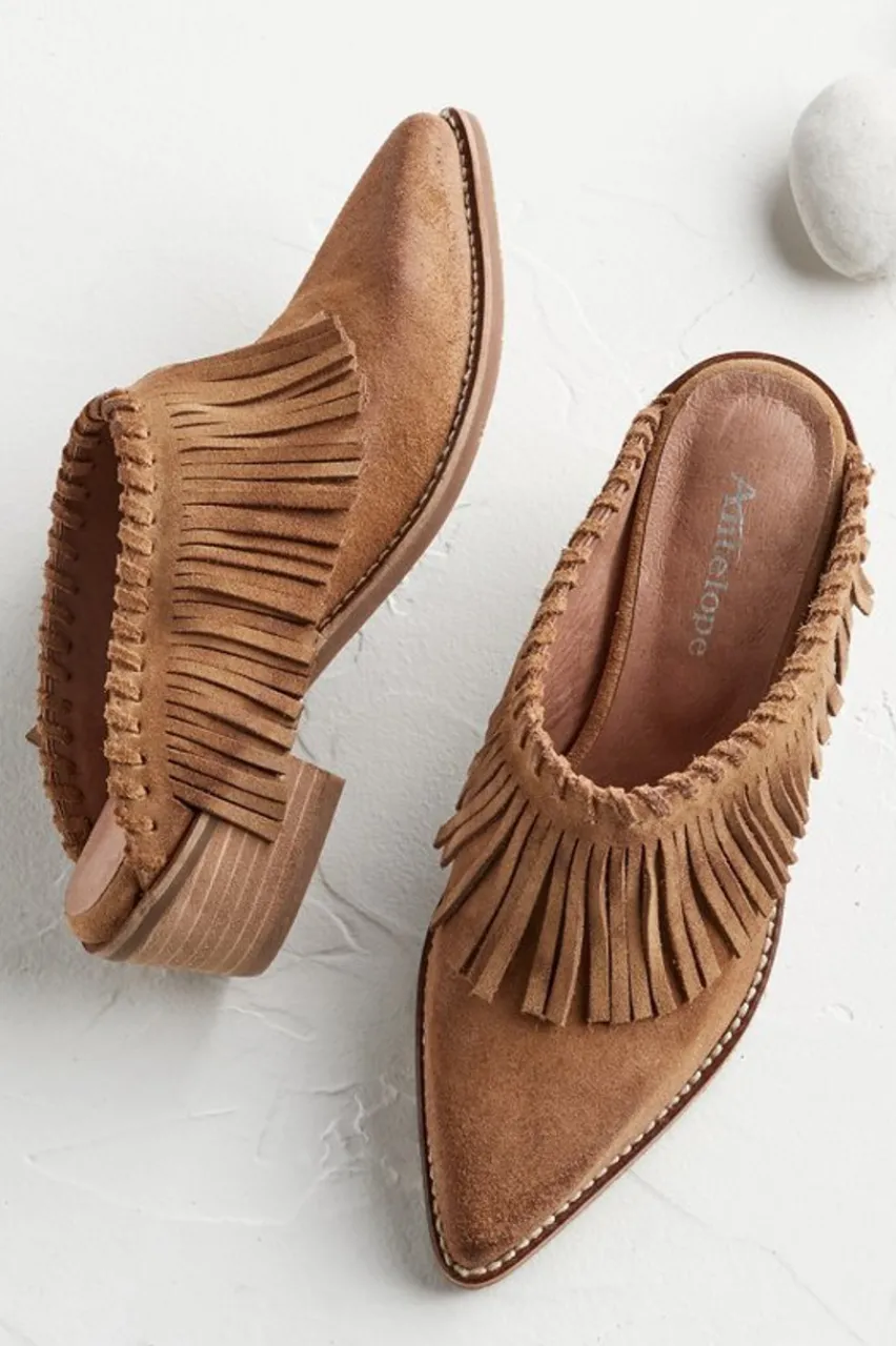 Dabney Fringe Suede Mules Shoes