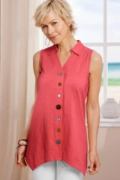 Danielle Button Tank Tops