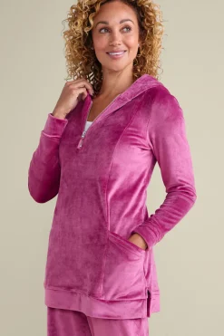 Online Dixie Velour Zip Hoodie Tunic Tops