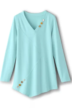 Outlet Dove French Terry Asymmetrical Tunic Tops