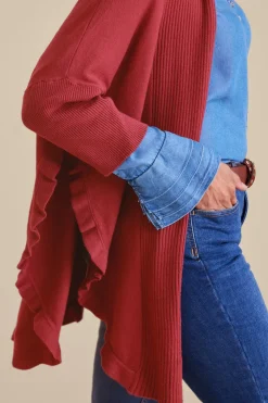 Discount Draped Ruffle Cardigan Tops|Toppers