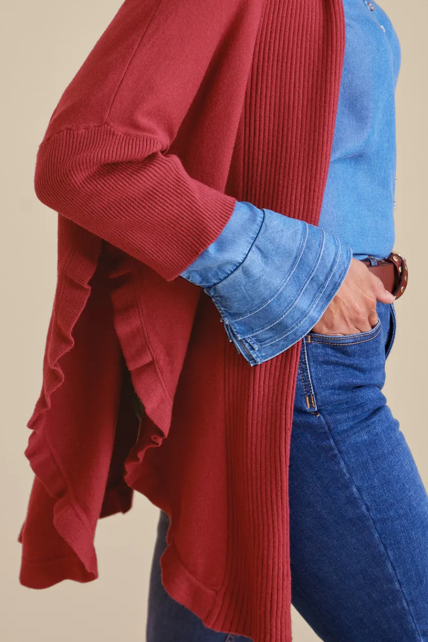 Discount Draped Ruffle Cardigan Tops|Toppers