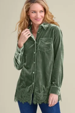 Outlet Eden Velvet and Lace Shirt Tops