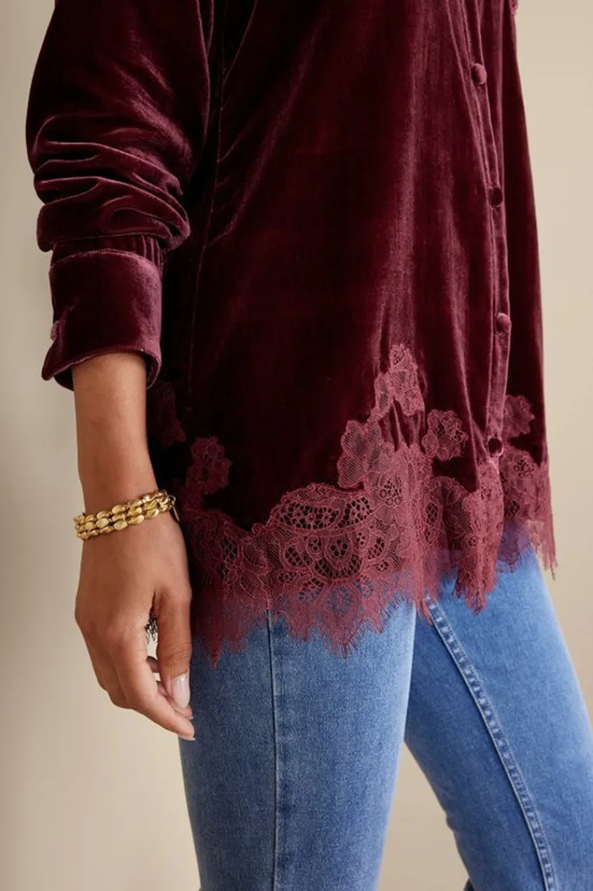 Outlet Eden Velvet and Lace Shirt Tops