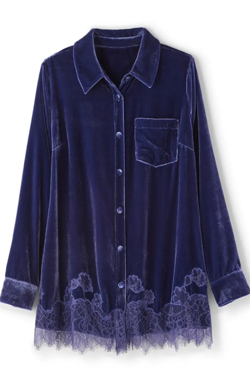 Outlet Eden Velvet and Lace Shirt Tops