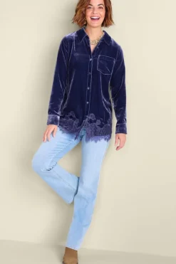Outlet Eden Velvet and Lace Shirt Tops