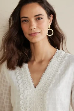 Clearance Elodie Windowpane Gauze Top Tops