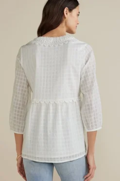Clearance Elodie Windowpane Gauze Top Tops