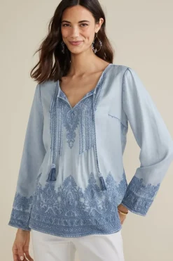 Discount Emily Embroidered Tencel™ Top Tops