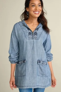 Online Evie Embroidered Tencel Hoodie Tops