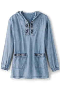 Online Evie Embroidered Tencel Hoodie Tops
