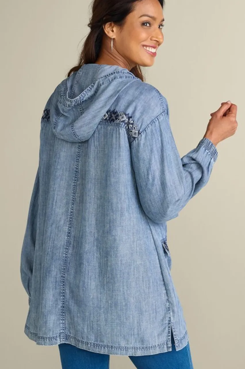 Online Evie Embroidered Tencel Hoodie Tops