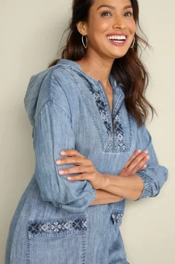 Online Evie Embroidered Tencel Hoodie Tops