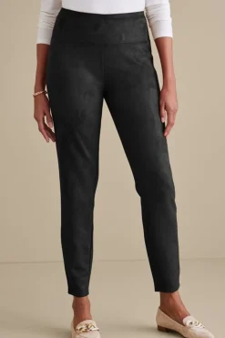 Faux Suede Pull-On Leggings Pants|Leggings