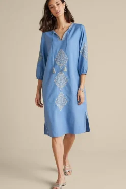 Online Hasana Linen Blend Midi Dress Dresses