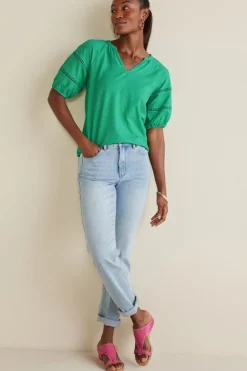 Discount Heidi Supima Puff Sleeve Tee Tops