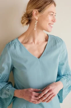 Online Heloise Eyelet Sleeve Tunic Tops