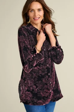 Hot Icon Silk Velvet Poets Tunic Shirt Tops