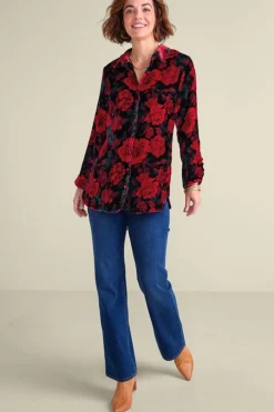 Hot Icon Silk Velvet Poets Tunic Shirt Tops