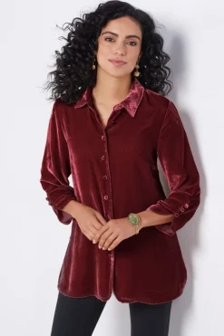 Hot Icon Silk Velvet Poets Tunic Shirt Tops