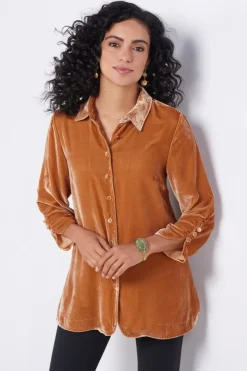 Hot Icon Silk Velvet Poets Tunic Shirt Tops