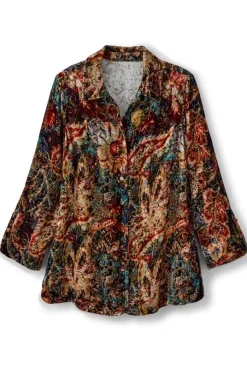 Hot Icon Silk Velvet Poets Tunic Shirt Tops