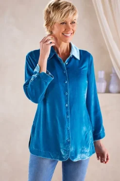 Hot Icon Silk Velvet Poets Tunic Shirt Tops