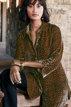 Hot Icon Silk Velvet Poets Tunic Shirt Tops