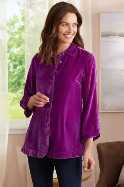 Hot Icon Silk Velvet Poets Tunic Shirt Tops
