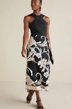 New Isla Stretch Linen Midi Skirt Skirts