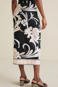 New Isla Stretch Linen Midi Skirt Skirts