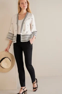 Isla Stretch Linen Slim Leg Pants Pants