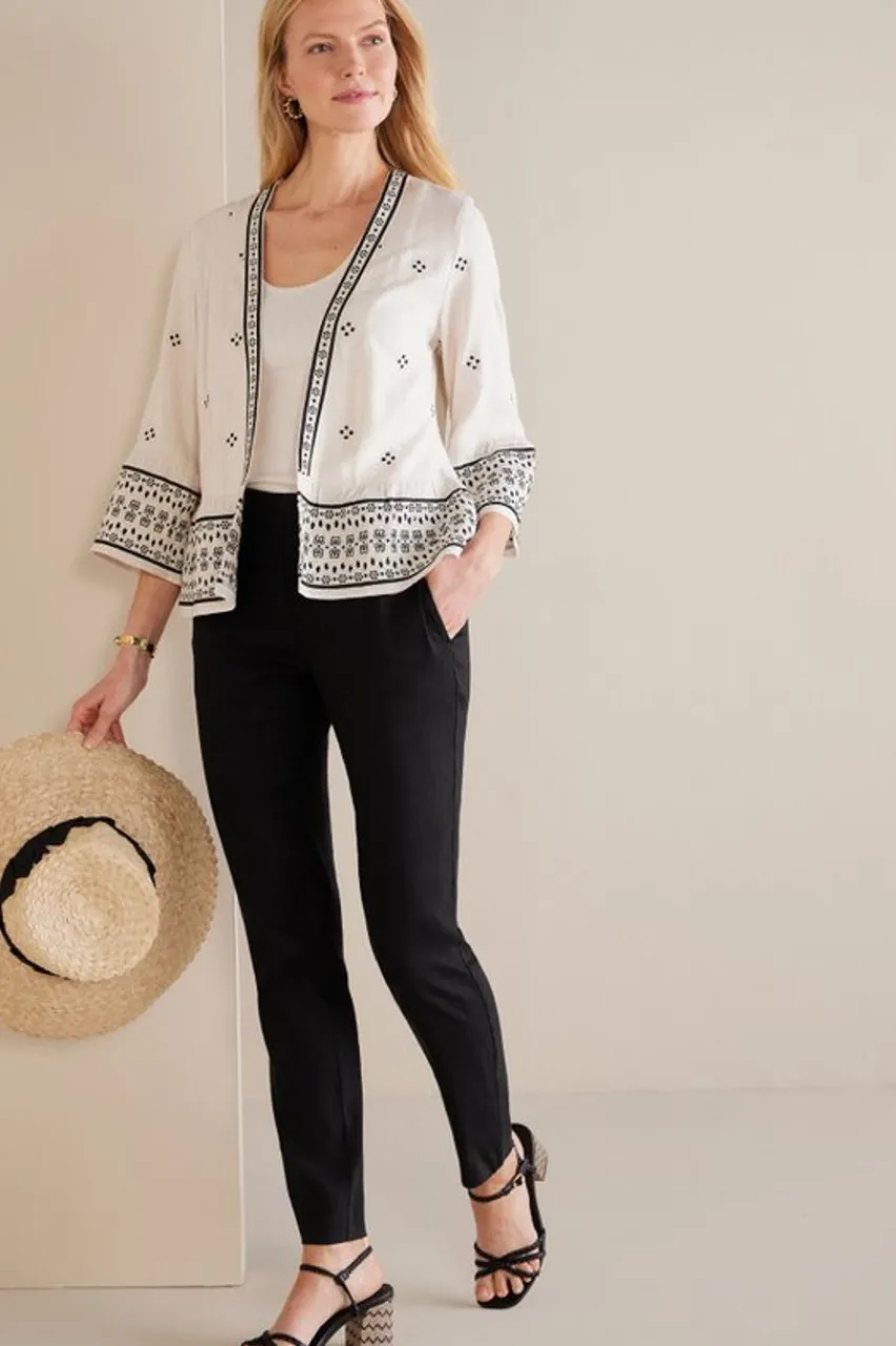 Isla Stretch Linen Slim Leg Pants Pants