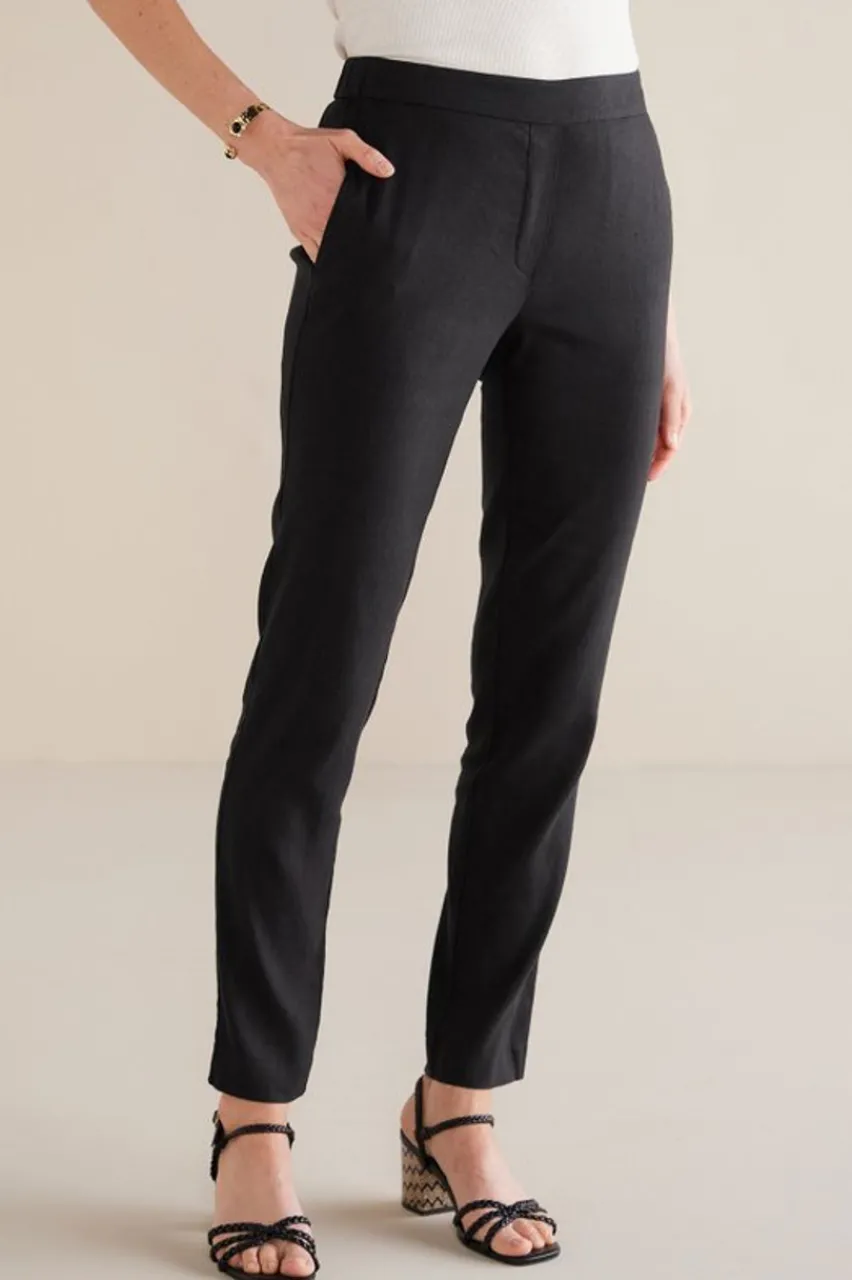 Isla Stretch Linen Slim Leg Pants Pants