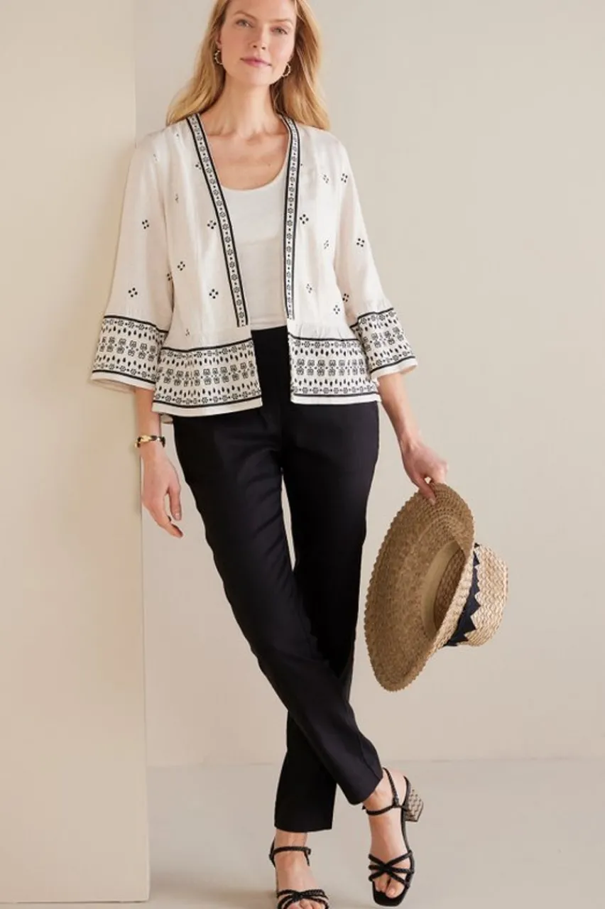 Isla Stretch Linen Slim Leg Pants Pants