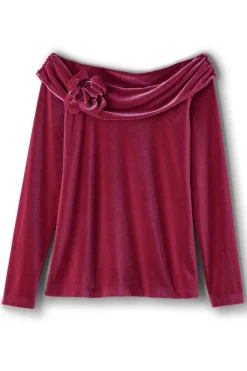 Jeanna Rosette Velvet Top Tops