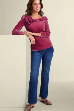 Jeanna Rosette Velvet Top Tops